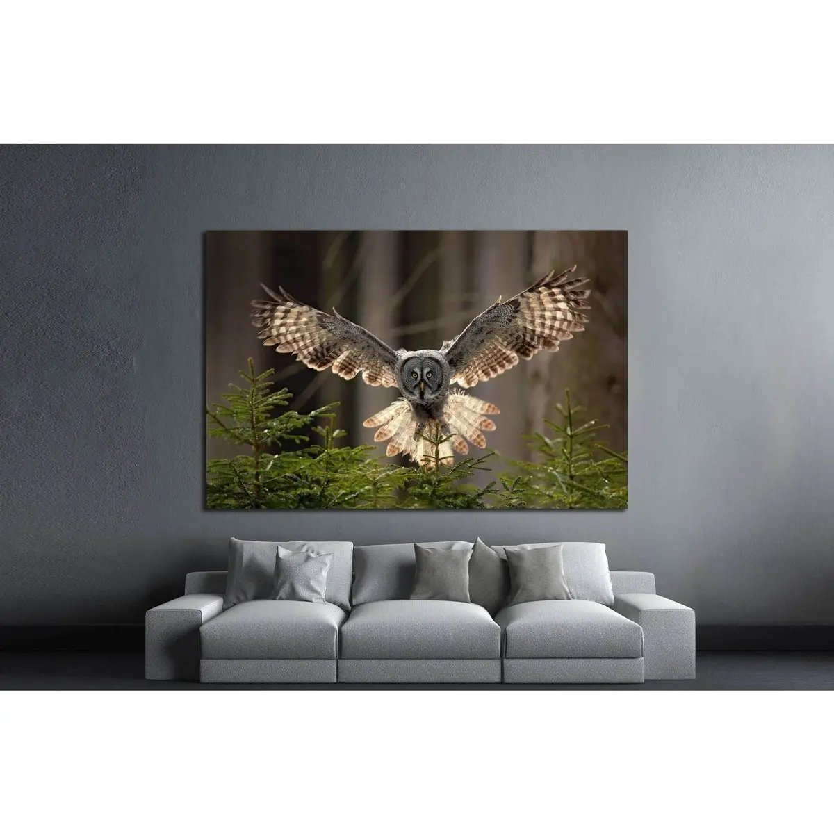 Flying Great Grey Owl, Strix Nebulosa №1331 Ready To Hang Canvas Print 2