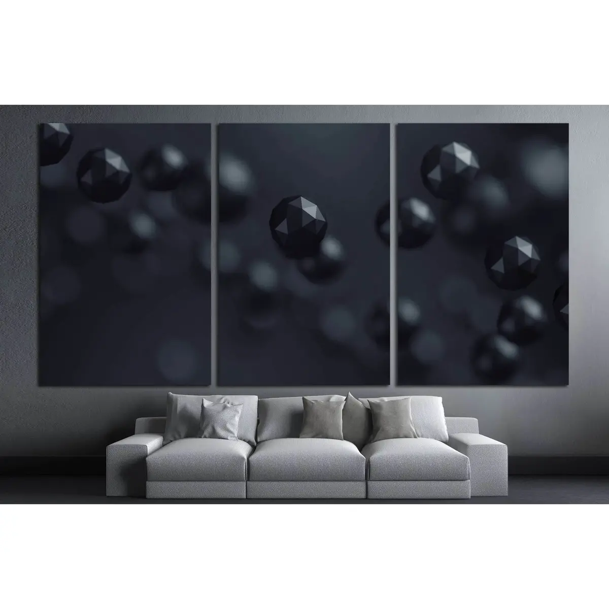 Flying Polygonal Spheres In Empty Space №2579 Ready To Hang Canvas Print 5