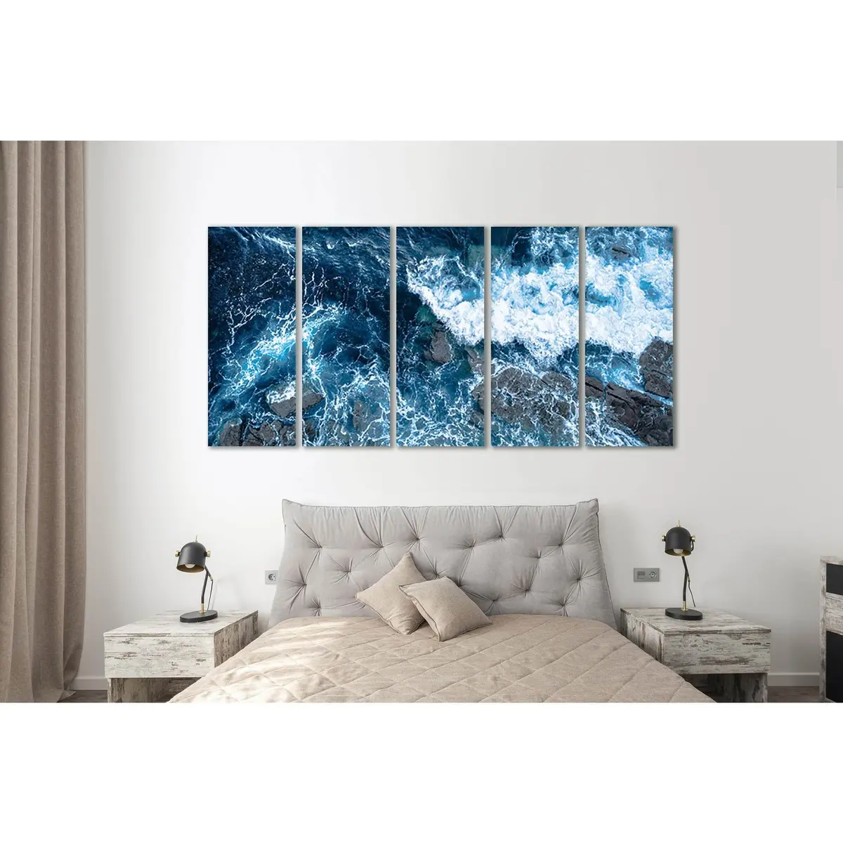 Blue Ocean Foam Waves Canvas Art №SL42 – Pre-Stretched, Ready-to-Hang Wall Decor - Image 3