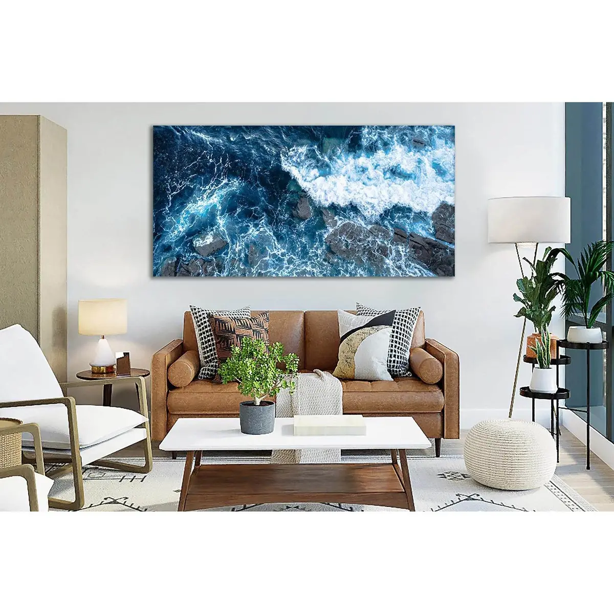 Foam Waves Blue Ocean №Sl42 Ready To Hang Canvas Print 1