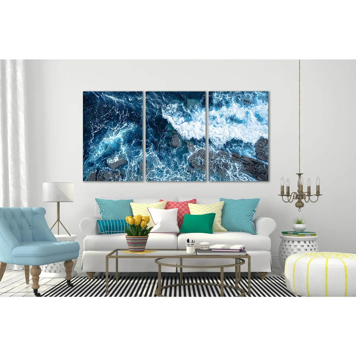 Foam Waves Blue Ocean №Sl42 Ready To Hang Canvas Print 5