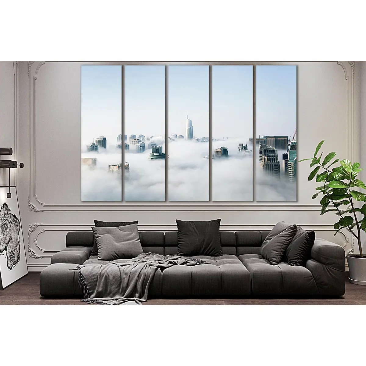 Misty Cityscape Canvas Art Print №SL325 – Premium Ready-to-Hang Wall Decor