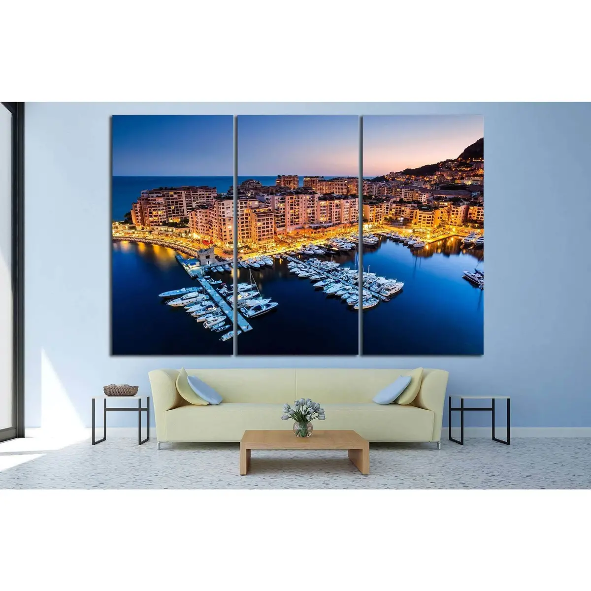 Fontvieille And Monaco Harbor №791 Ready To Hang Canvas Print 3
