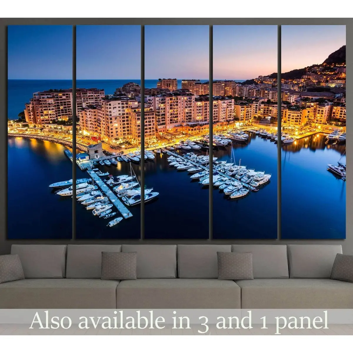 Fontvieille And Monaco Harbor №791 Ready To Hang Canvas Print 1