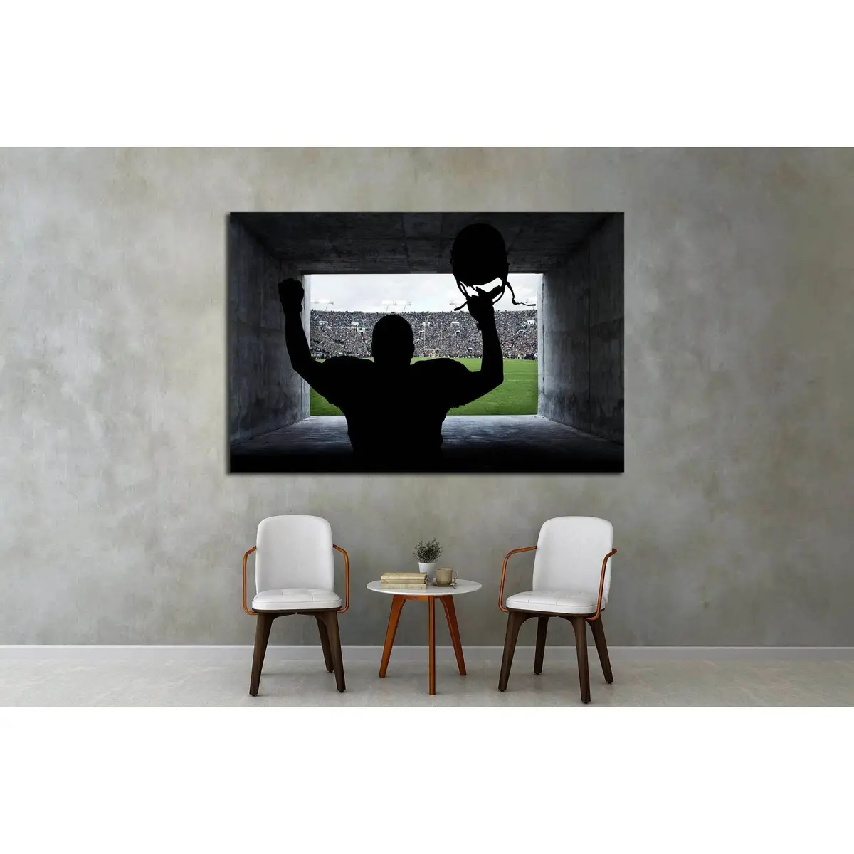Football Player Running Out Of The Stadium Tunnel №2123 Ready To Hang Canvas Print 3