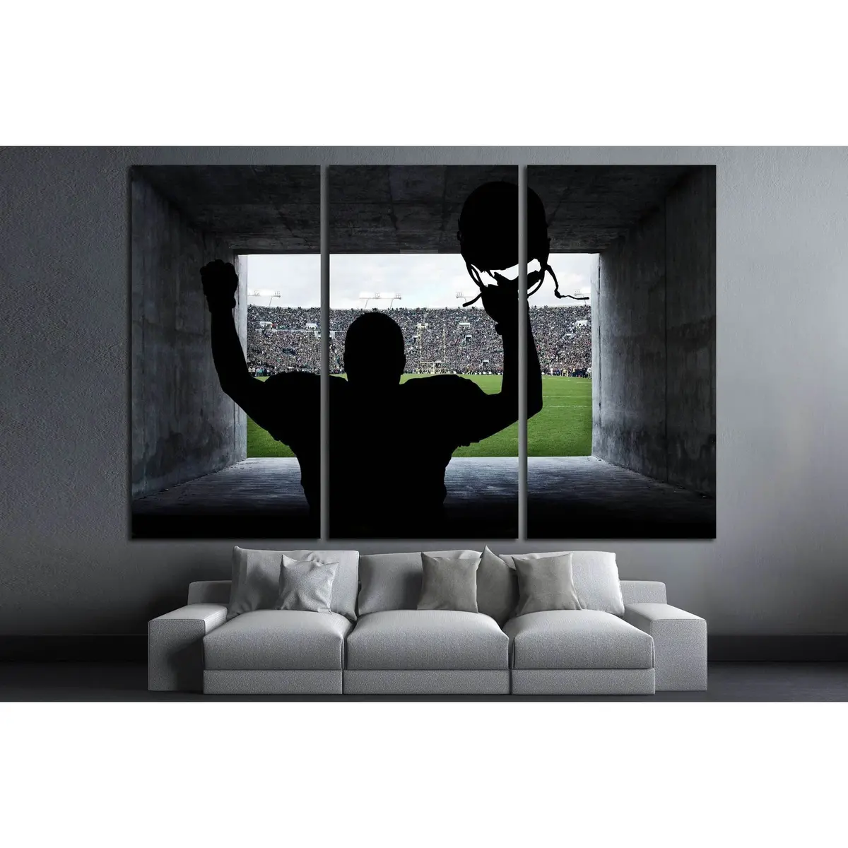 Football Player Running Out Of The Stadium Tunnel №2123 Ready To Hang Canvas Print 5