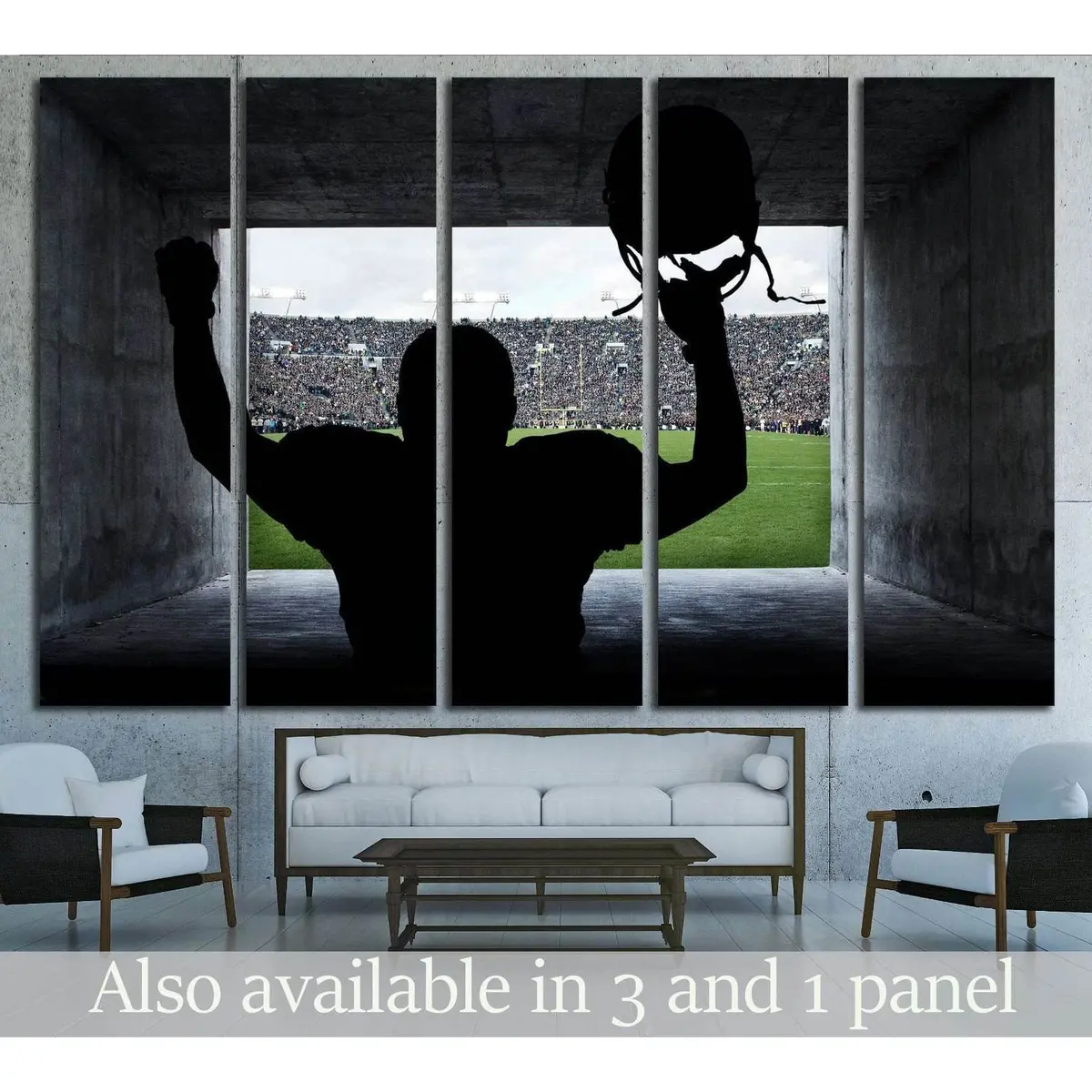 Dynamic Football Athlete Emerging from Stadium Tunnel Canvas Wall Art