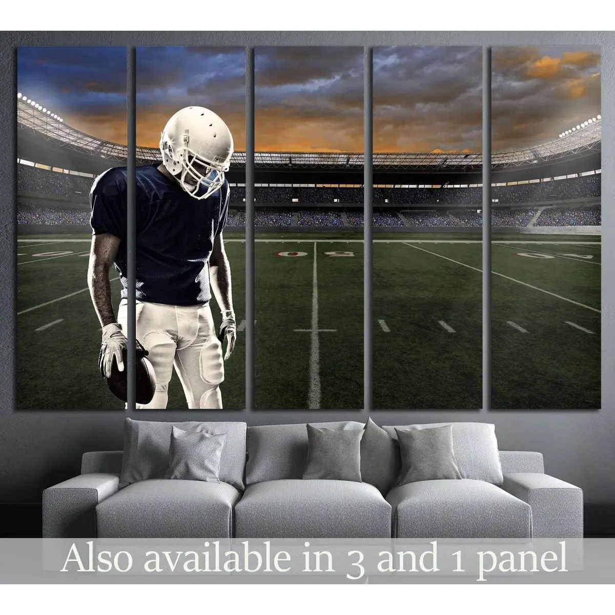 Blue Uniform Football Player Amid Cheering Blue-Clad Fans – Ready-to-Hang Canvas Wall Art #2122