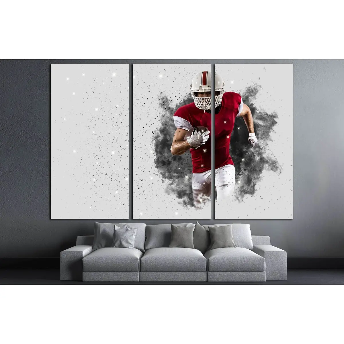 Football Player With A Red Uniform Coming Out Of A Blast Of Smoke №3253 Ready To Hang Canvas Print 5
