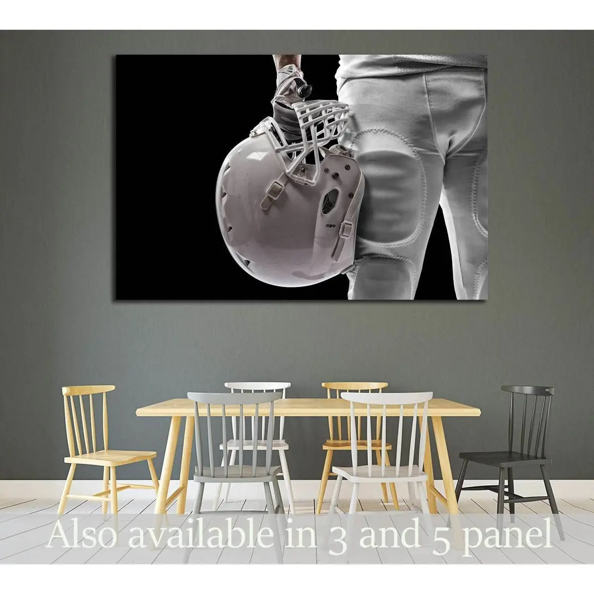 Football Player With A White Uniform On A Black Background №2130 Ready To Hang Canvas Print 1