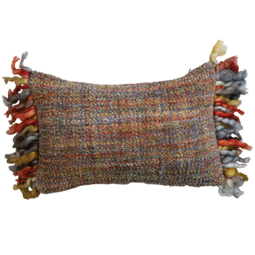 Multicolored Woven Melange Lumbar Pillow - 9" X 14" 1