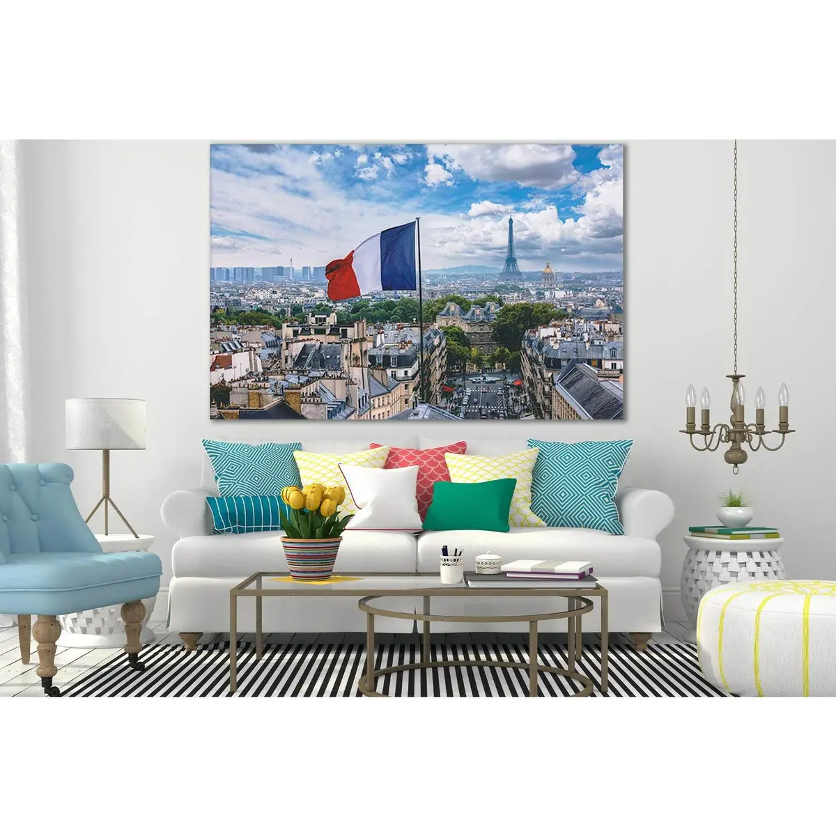 French Flag And Eiffel Tower №Sl1182 Ready To Hang Canvas Print 2