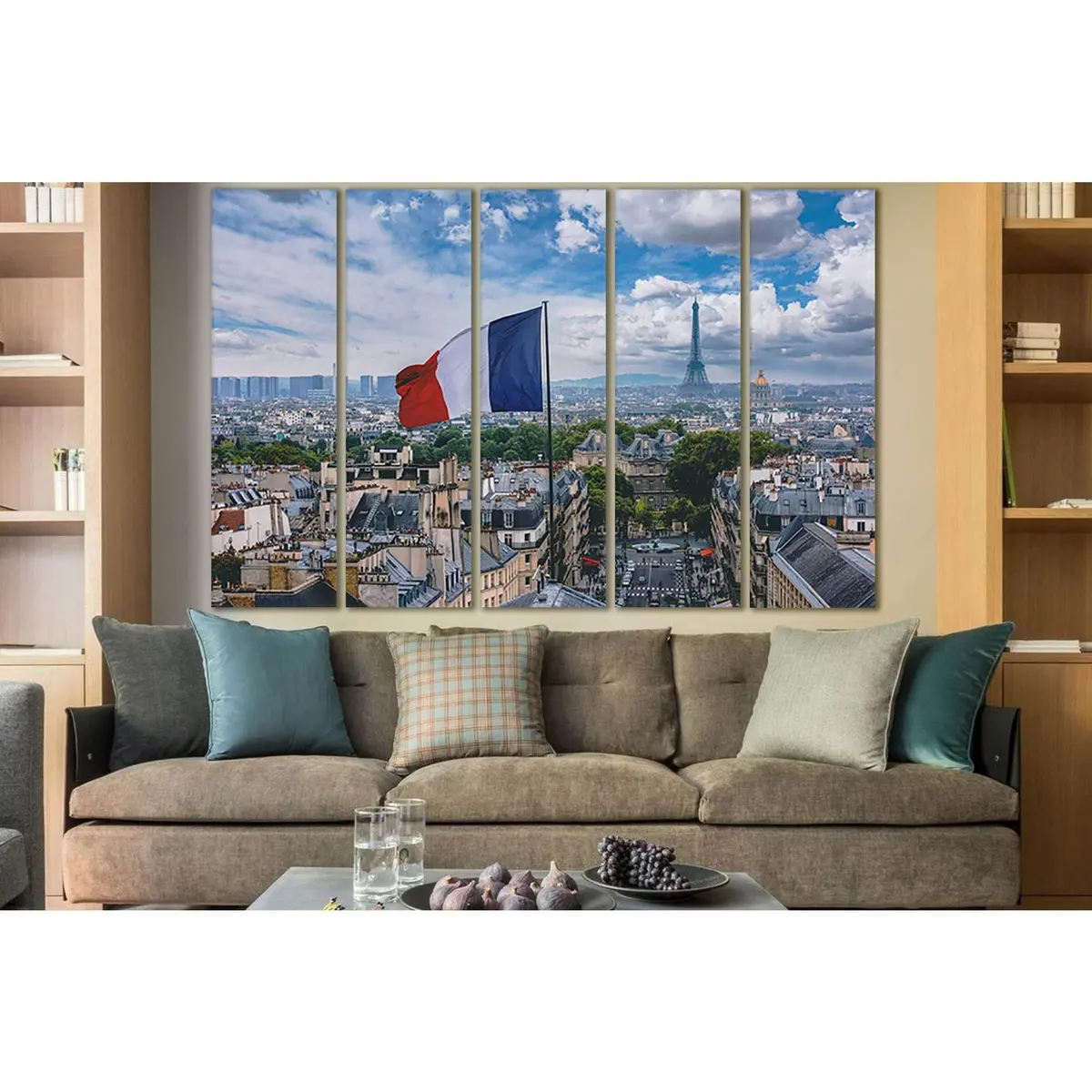 French Flag & Eiffel Tower Canvas Wall Art — SL1182, Ready-to-Hang Decor