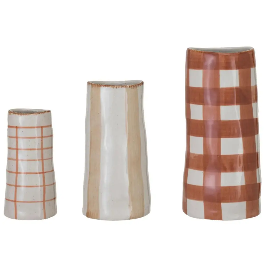 Brown & Cream Glazed Stoneware Vases 1