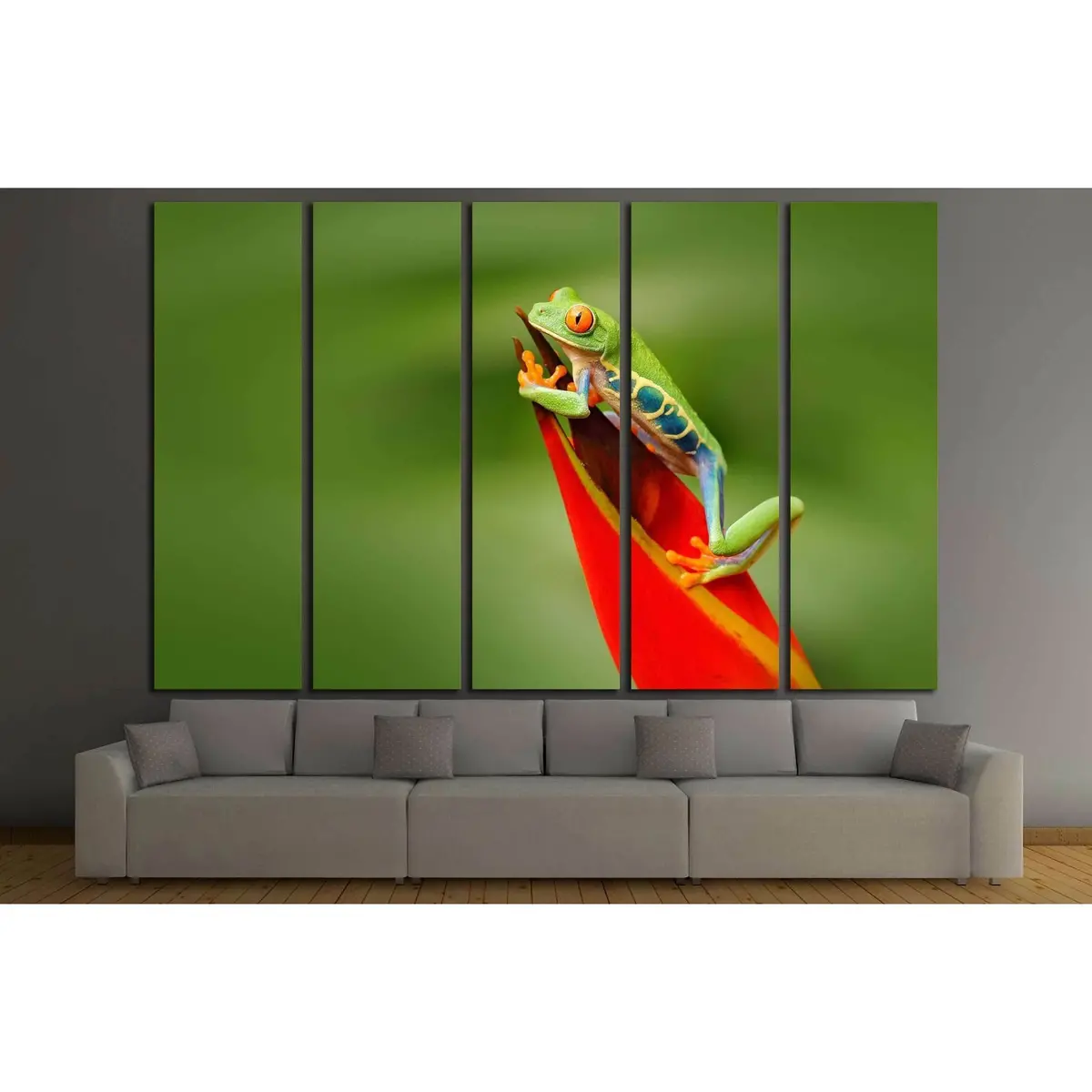 Tropical Frog Wall Art: Vibrant Red Amphibian in Lush Central American Rainforest Canvas Print - Image 3