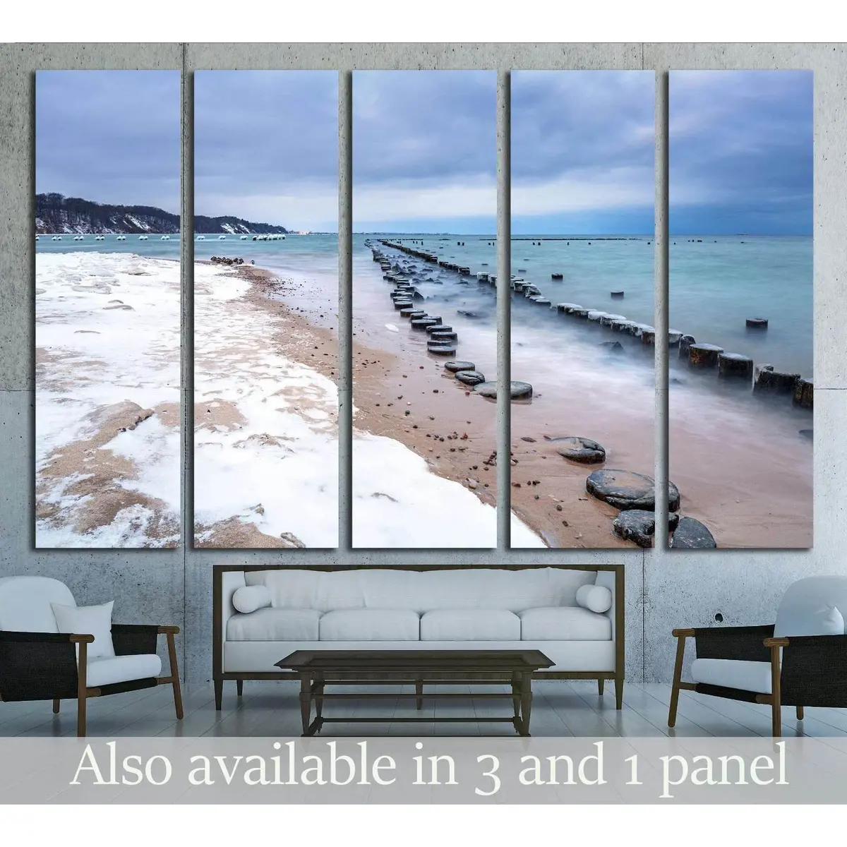 Frozen Wooden Breakwaters in Babie Doly, Poland – 1986 Canvas Wall Art Print
