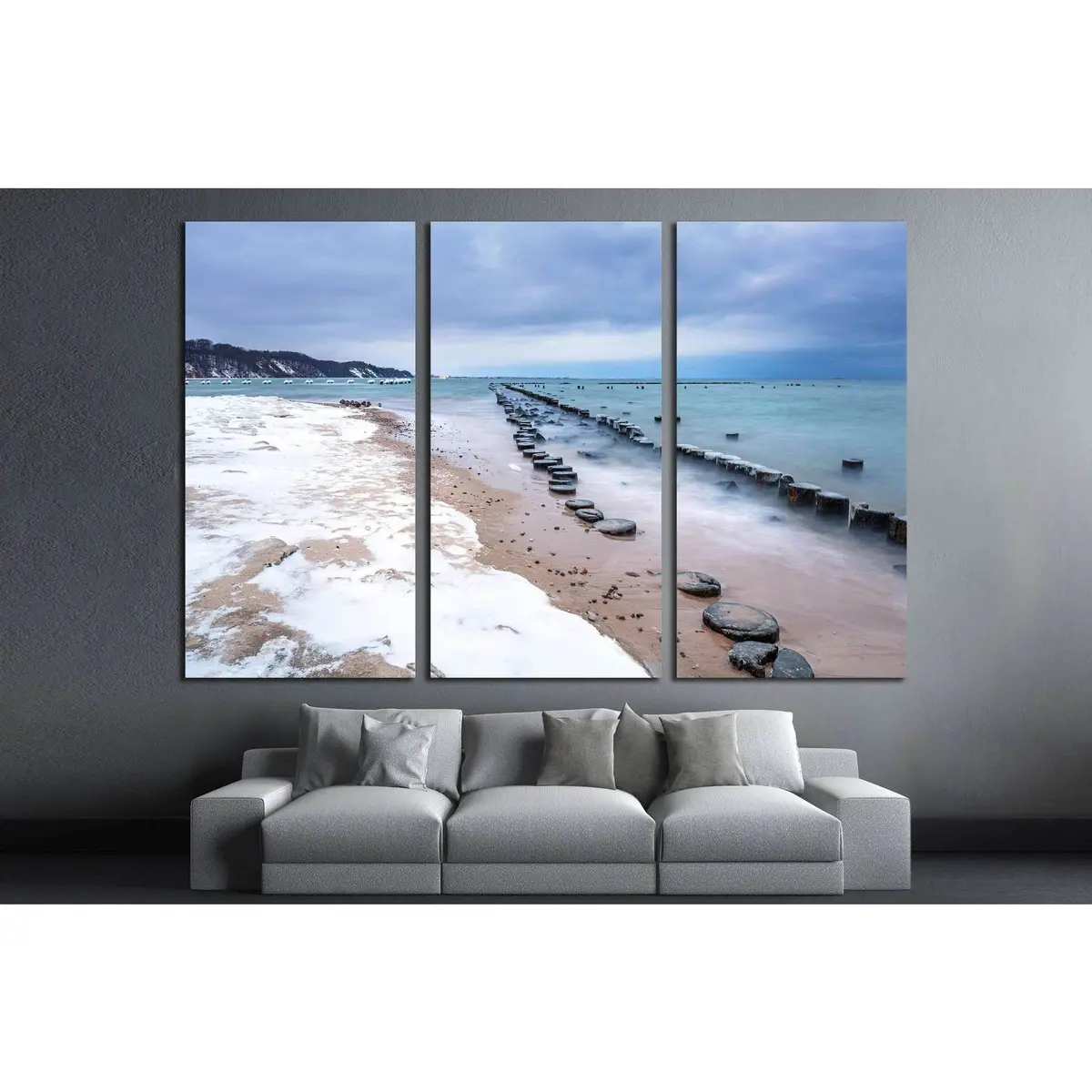 Frozen Wooden Breakwaters, Babie Doly, Poland №1986 Ready To Hang Canvas Print 5