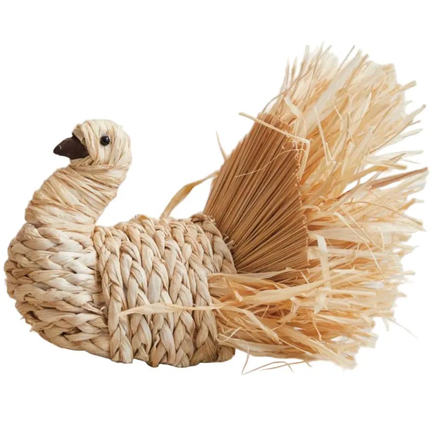 Corn Husk & Raffia Turkey Figurine - 9.5" 1