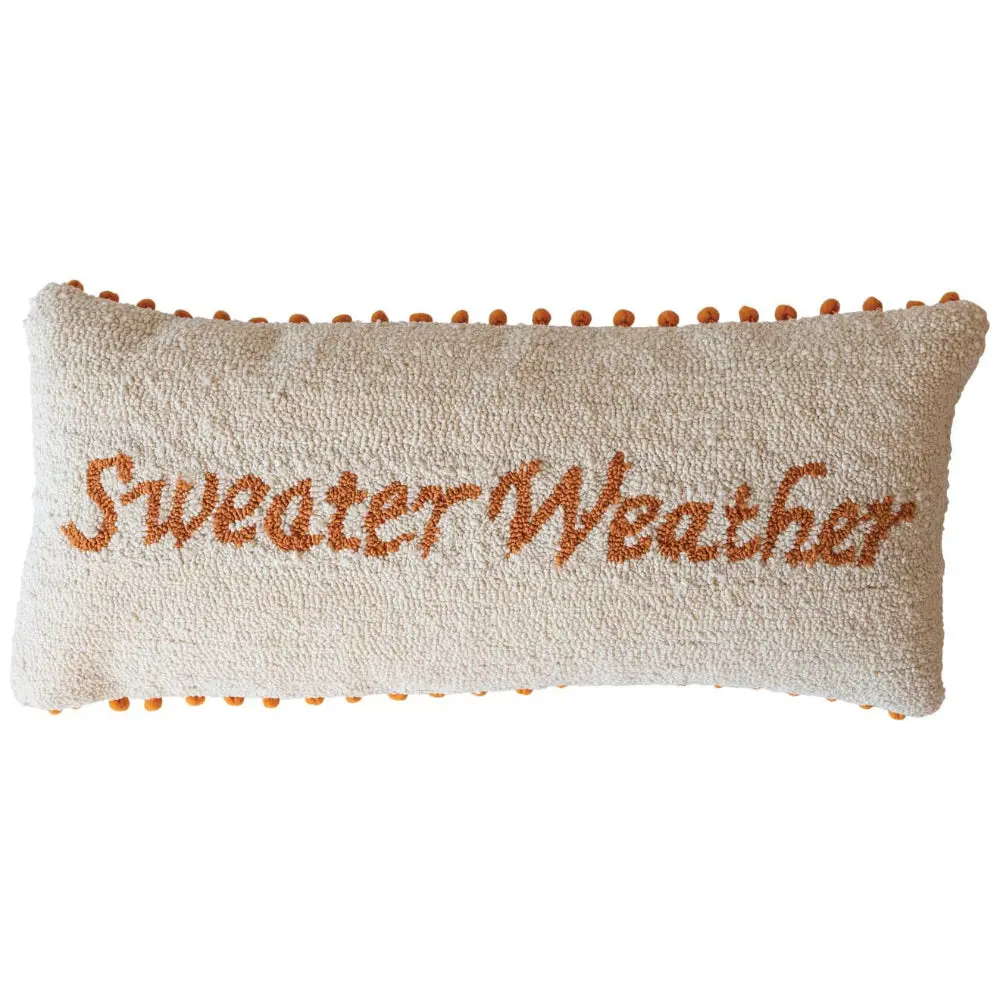 Tufted Cotton "Sweater Weather" Lumbar Pillow - 12" X 28" 1