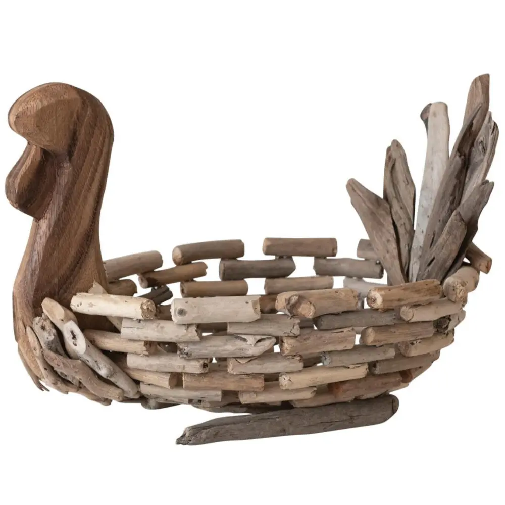 Turkey-Shaped Reclaimed Driftwood Bowl - 9.5" X 16" 1