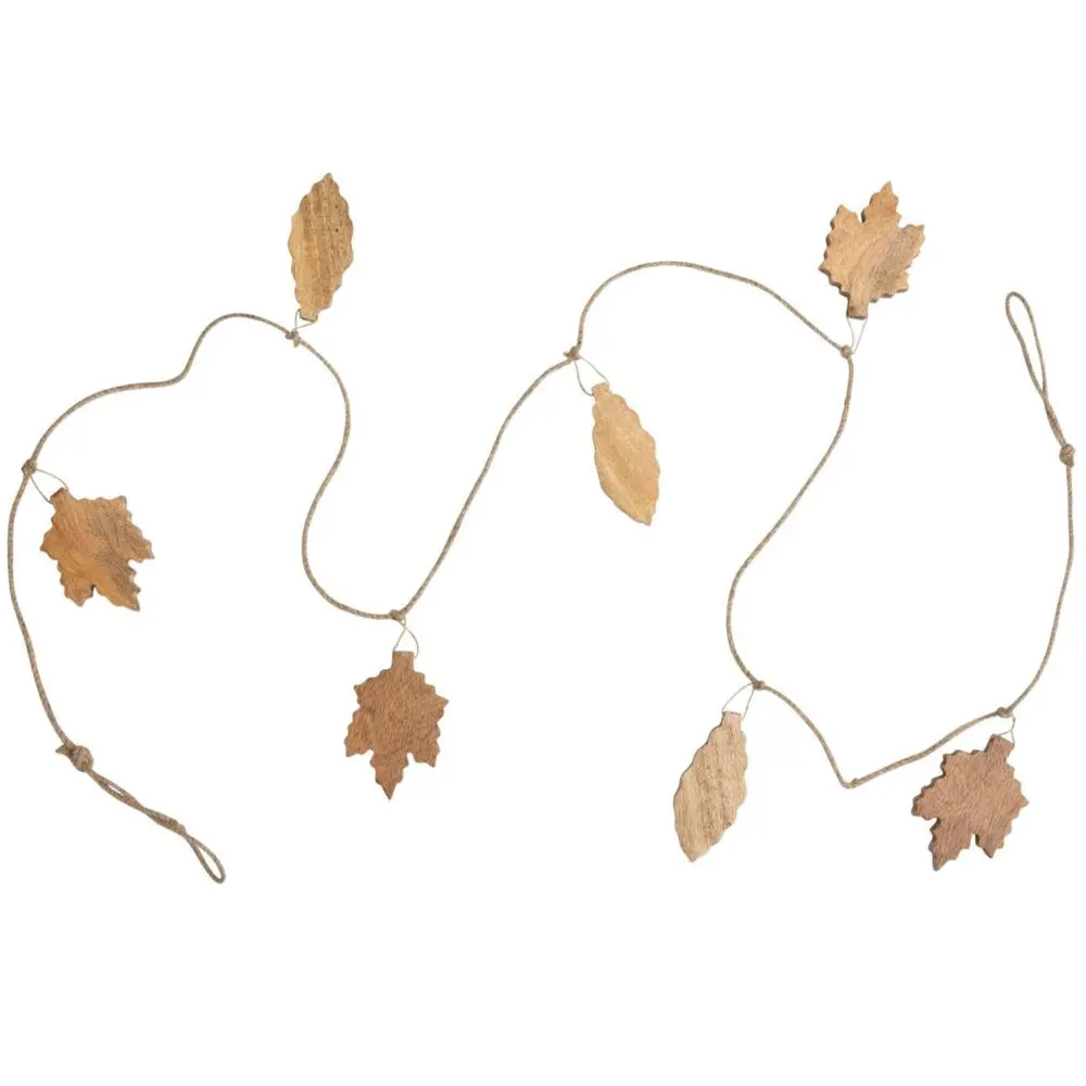 Leaf-Shaped Mango Wood & Jute Garlands - 6' 1