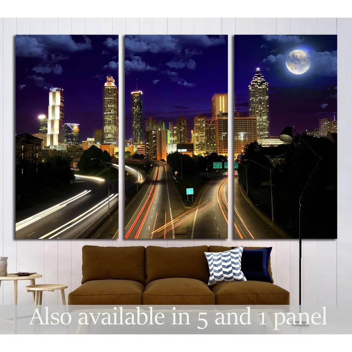 Full Moon Over Atlanta, Georgia, Usa №1659 Ready To Hang Canvas Print 5