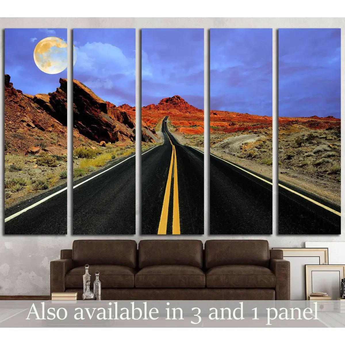 Full Moon Desert Road Canvas Print №2109 – Ready-to-Hang Wall Art