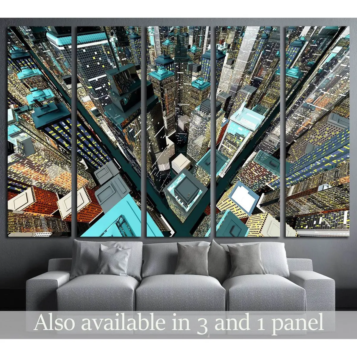 Modern City Skyline Canvas Art Print №2048 – Urban Architecture Wall Decor
