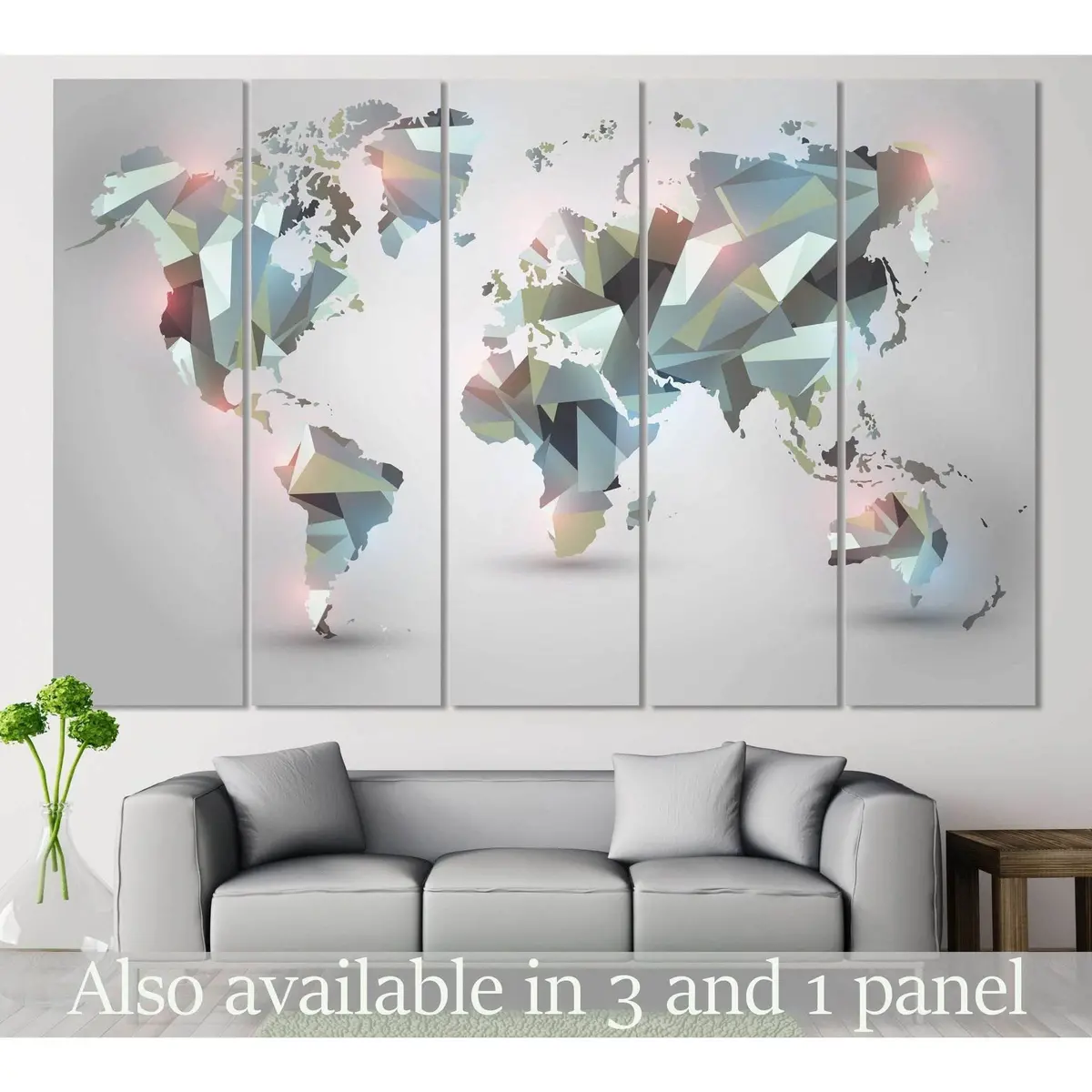 Contemporary Geometric World Map Canvas Art Print #108