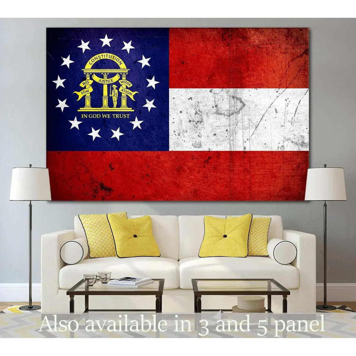 Georgia Grunge Flag №838 Ready To Hang Canvas Print 1