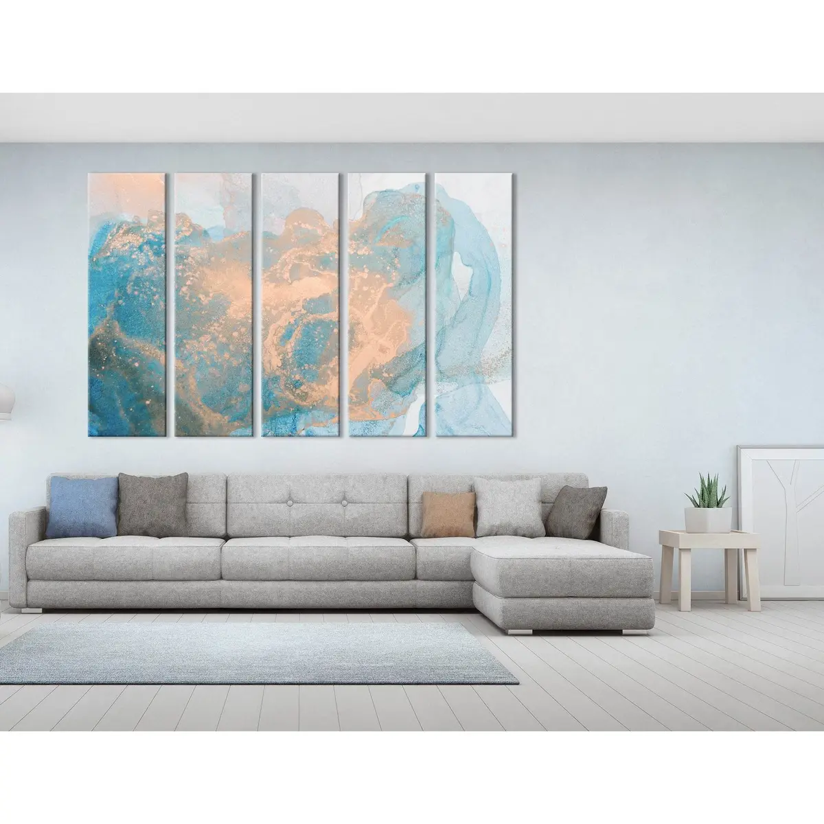 Ginger And Blue Abstract №04296 Ready To Hang Canvas Print 6
