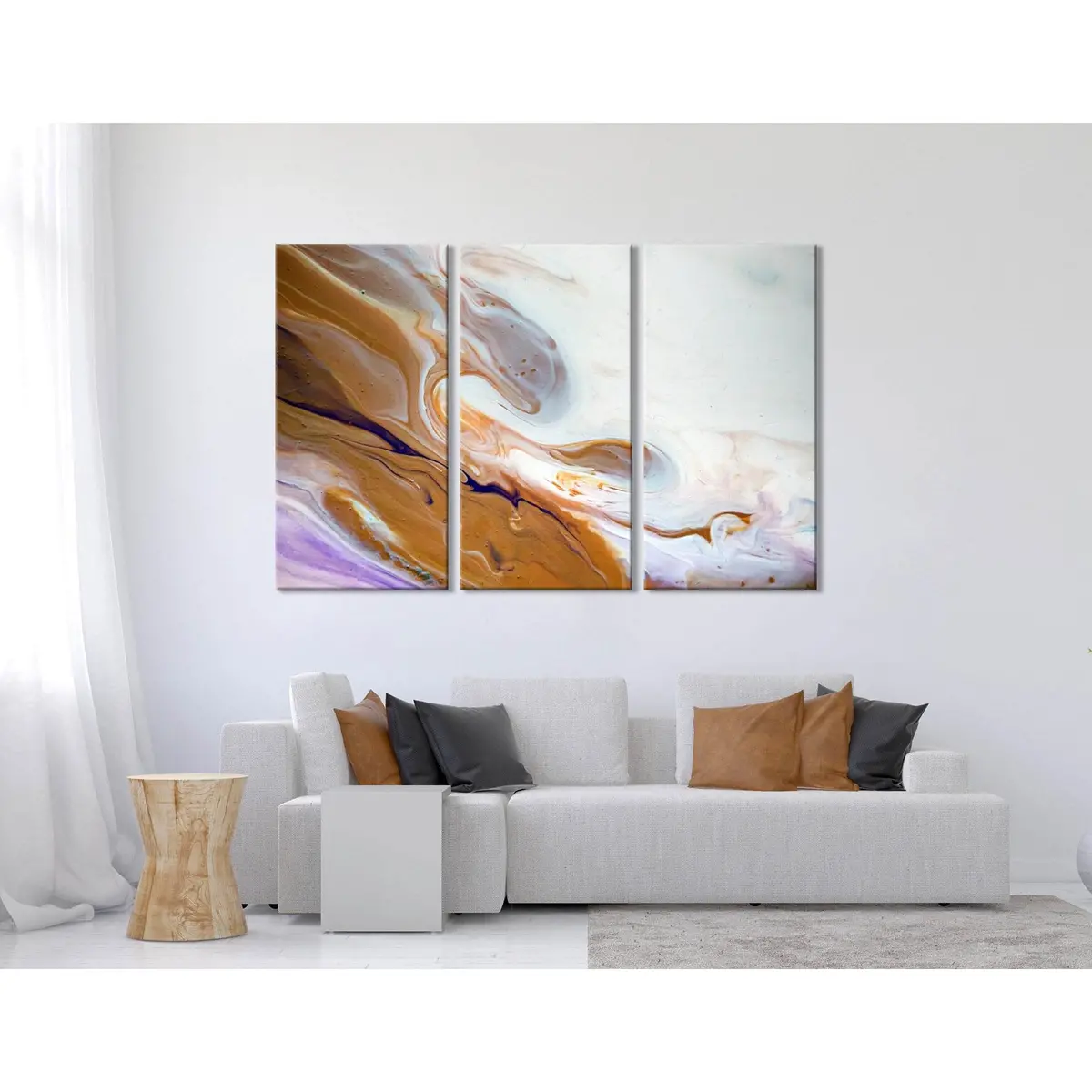 Ginger And White Abstract №04382 Ready To Hang Canvas Print 5
