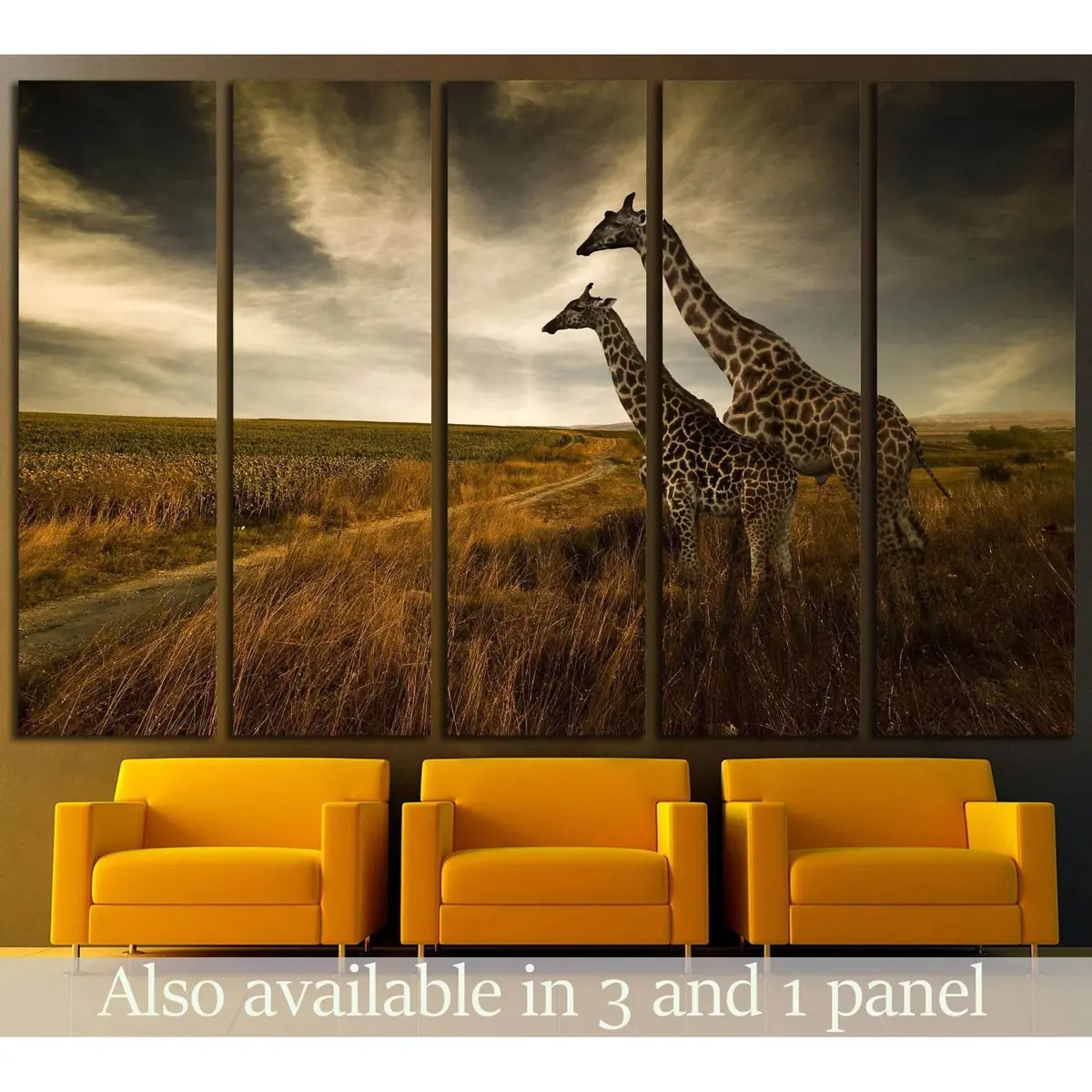Giraffe Landscape Canvas Art №1836 – Ready-to-Hang Wall Decor
