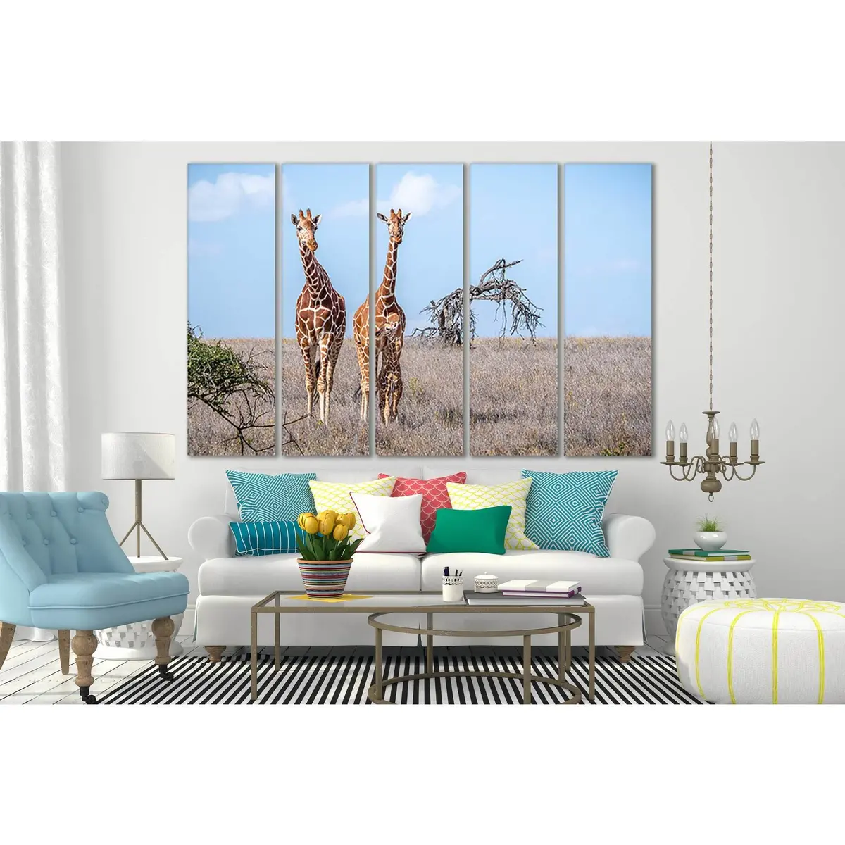 Giraffe Mother and Calf Wall Art – SL1012 Ready-to-Hang Canvas Print - Image 3