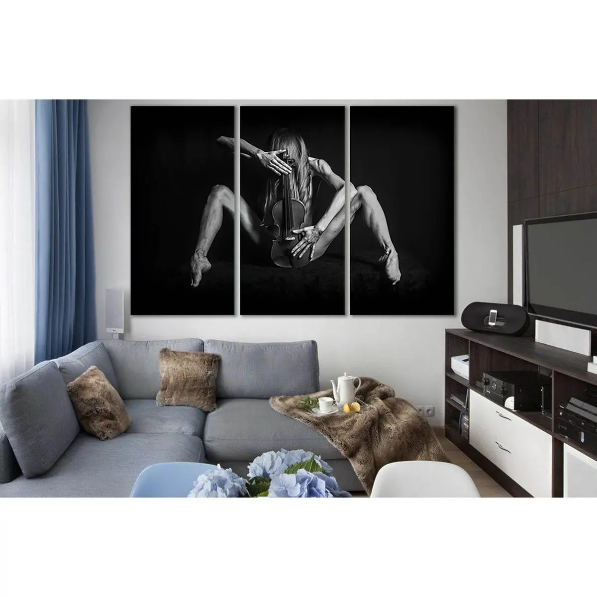 Girl And Violin Black End White №Sl868 Ready To Hang Canvas Print 5