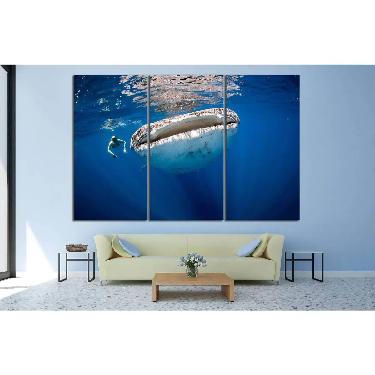 Girl And Whale №507 Ready To Hang Canvas Print 3