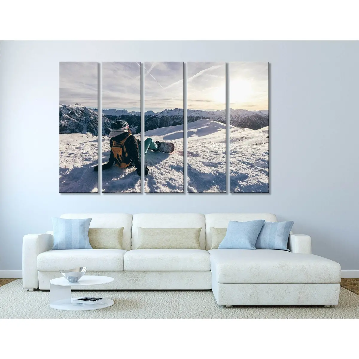 Scenic Mountain View Canvas Art – Girl Admiring Landscape, Ready-to-Hang Print