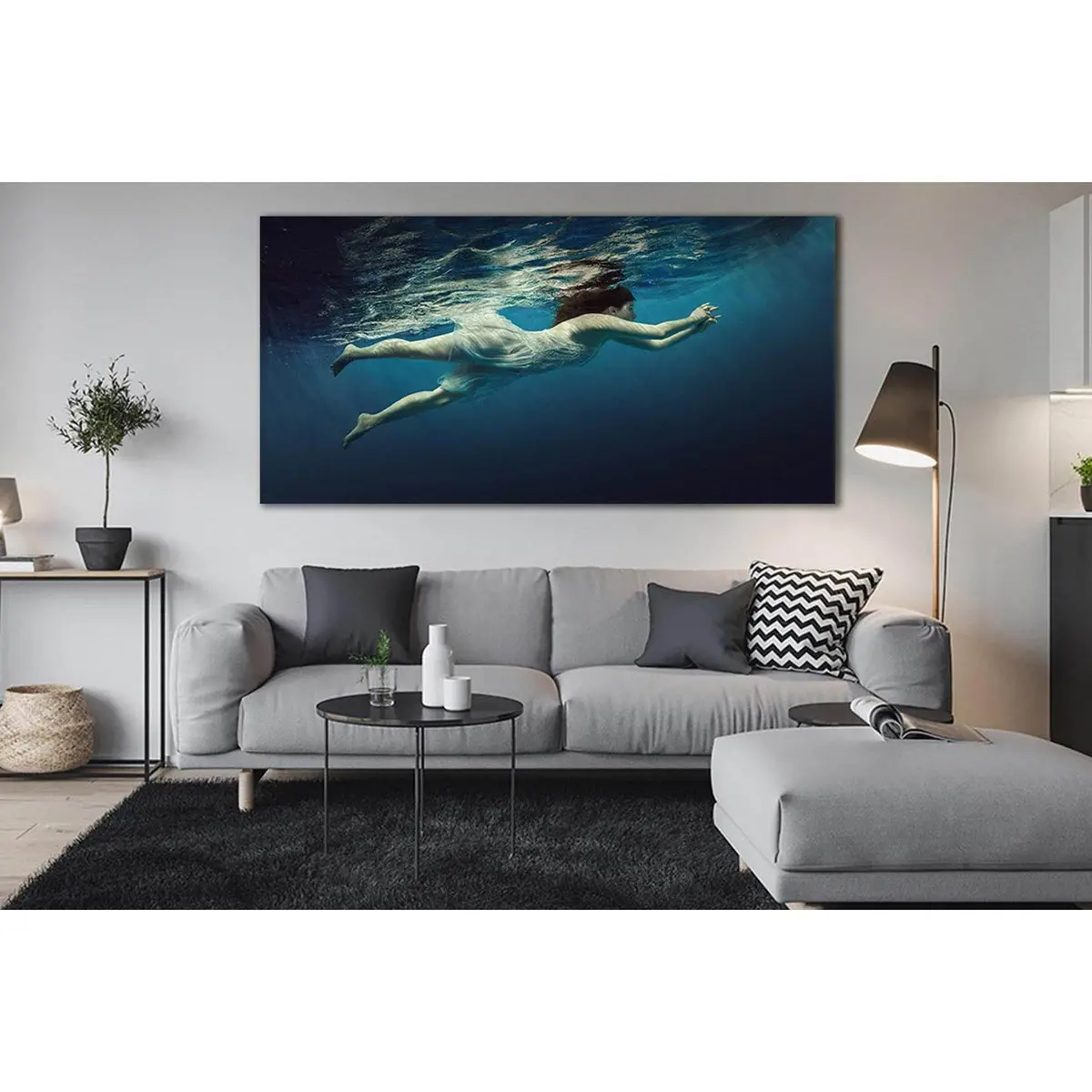 Girl Floats Under Water №Sl44 Ready To Hang Canvas Print 1