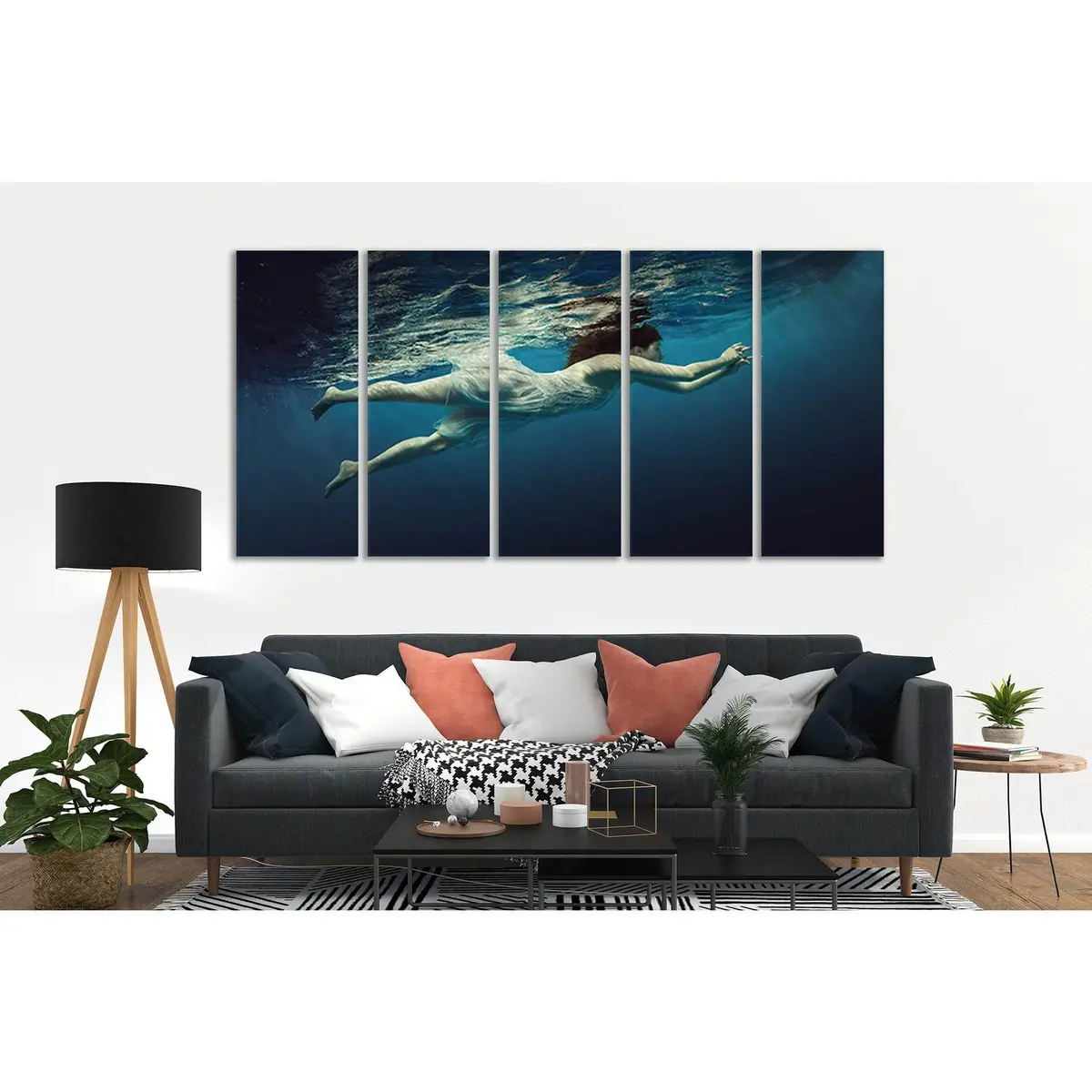 Underwater Girl Canvas Art Print №SL44 – Ready-to-Hang Wall Decor - Image 3
