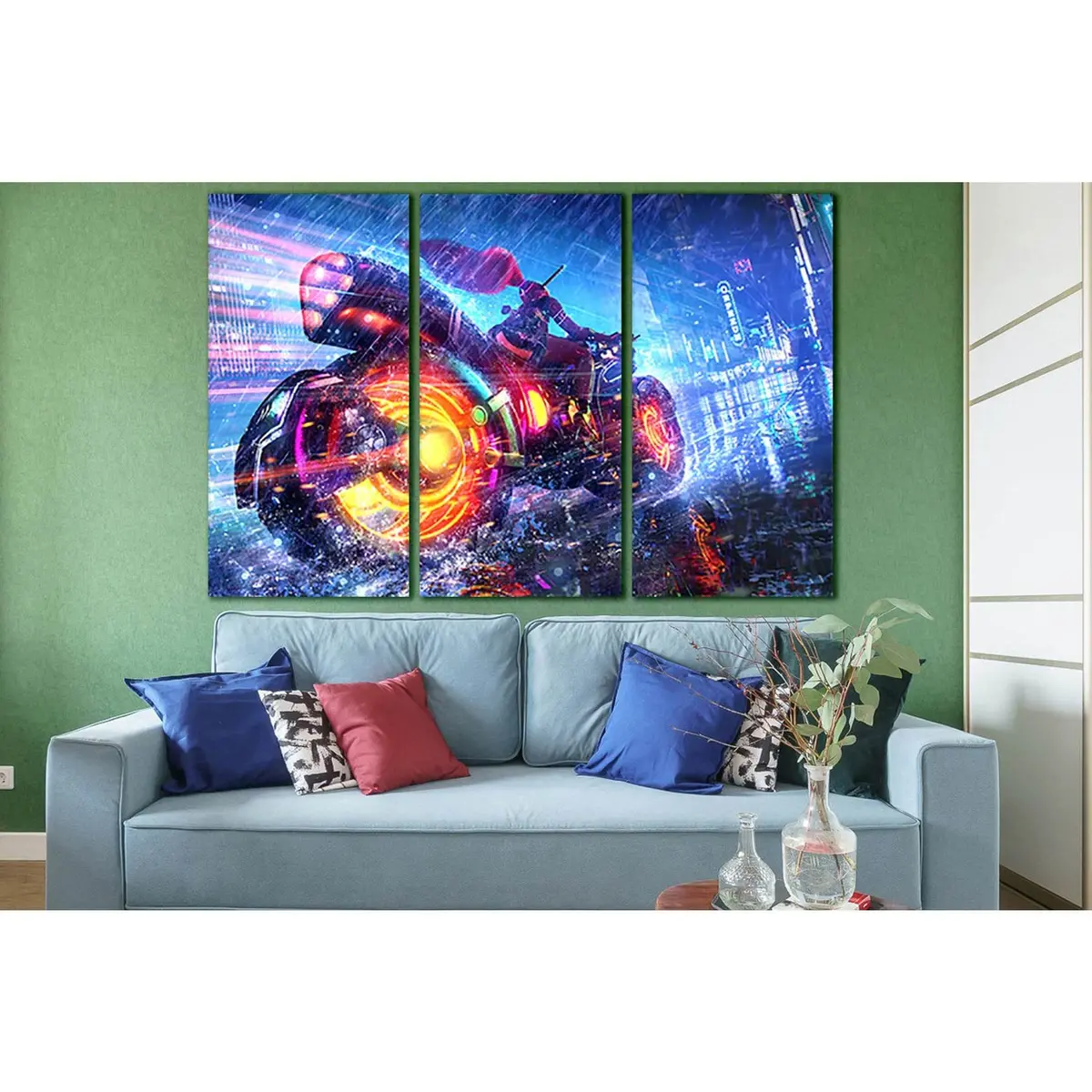 Girl Rides Technological Motorcycle №Sl1236 Ready To Hang Canvas Print 5