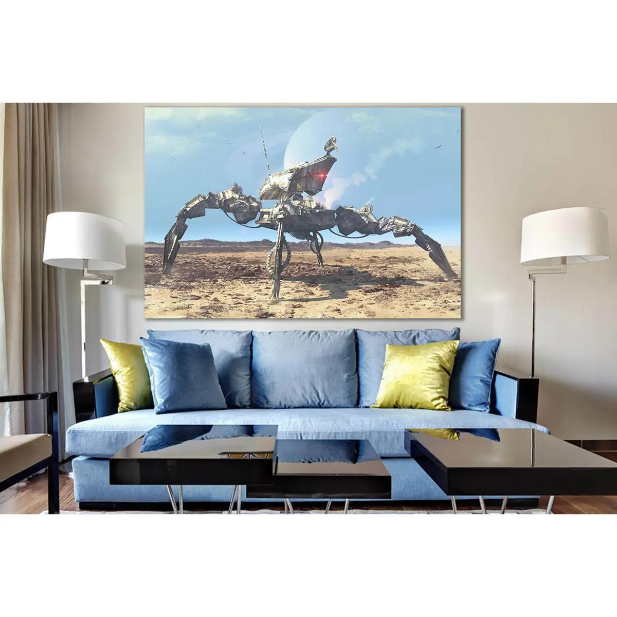 Girl Sitting On The Robot №Sl1299 Ready To Hang Canvas Print 1