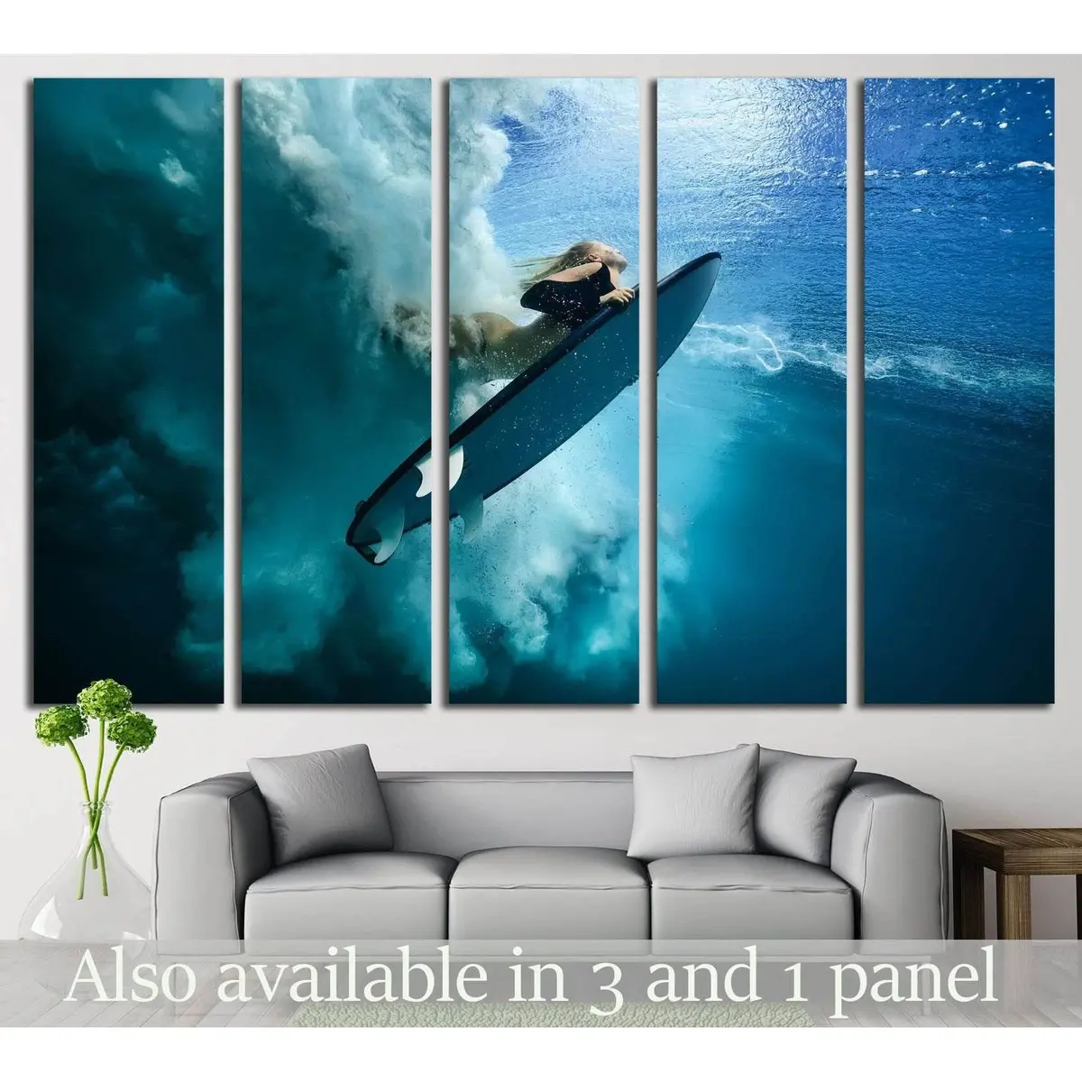 Premium Ready-to-Hang Canvas Art: Girl Surfing #510