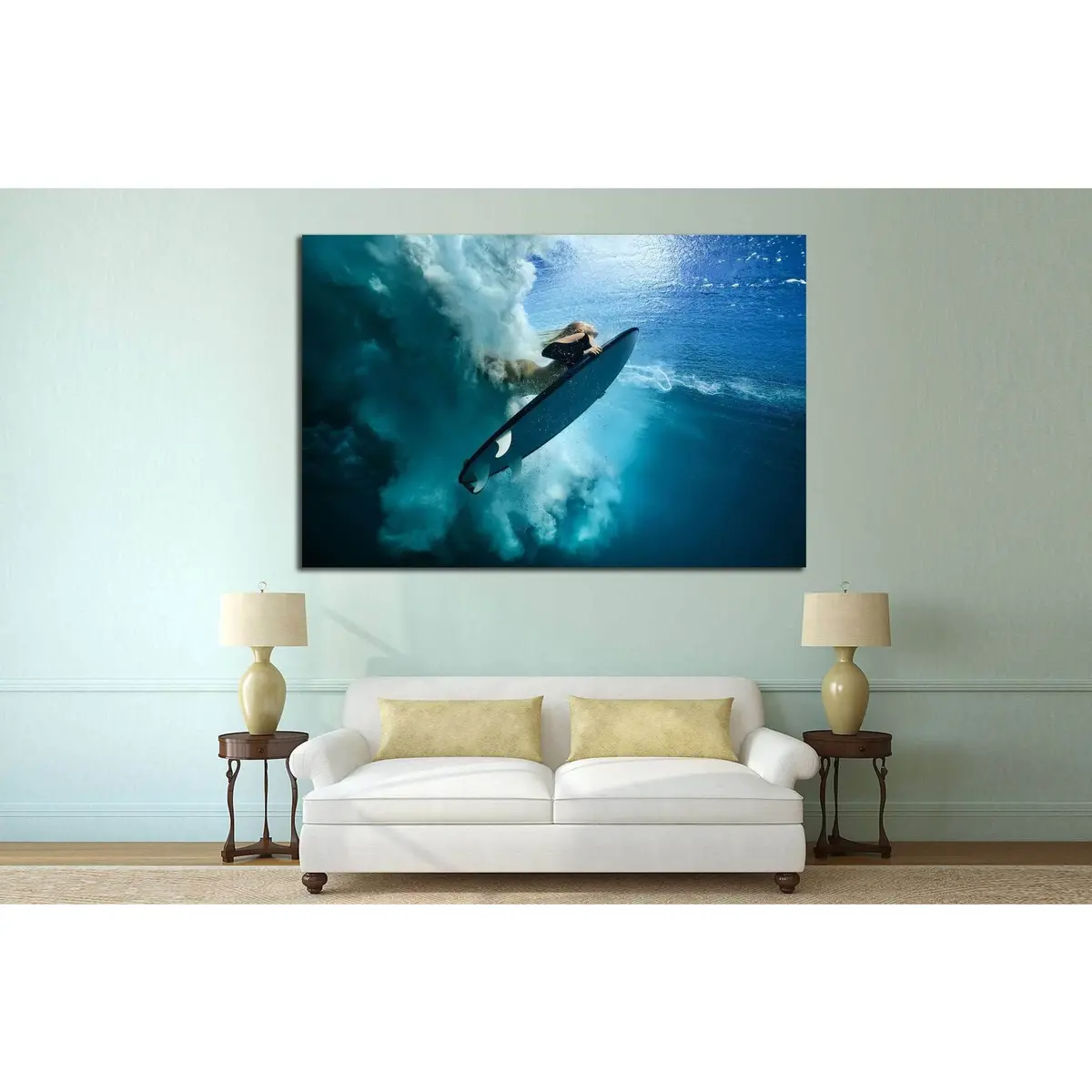 Girl Surfing №510 Ready To Hang Canvas Print 3