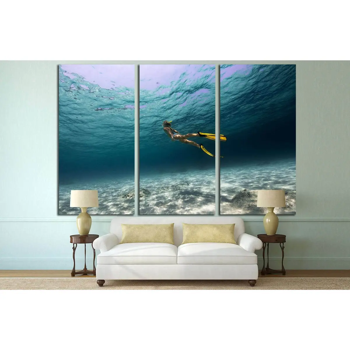 Girl Underwater №502 Ready To Hang Canvas Print 5