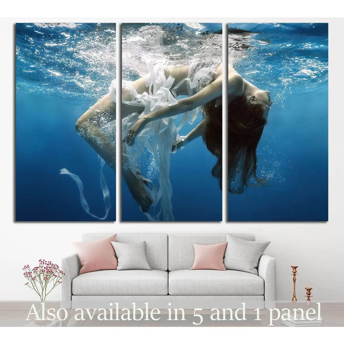 Girl Underwater №512 Ready To Hang Canvas Print 5