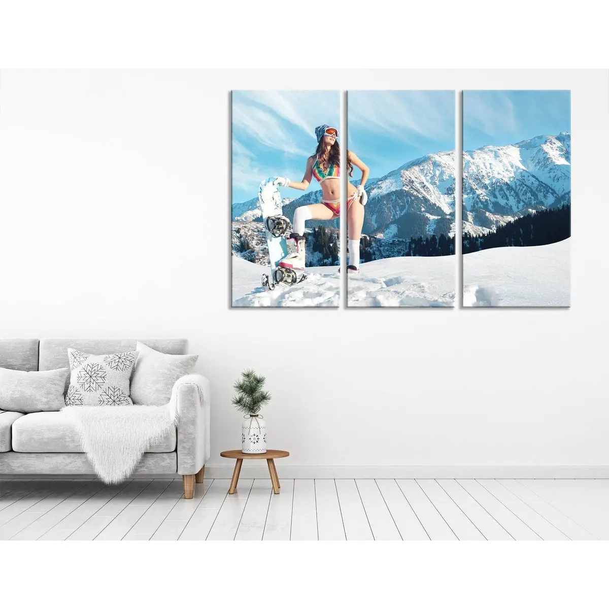 Girl With A Snowboard In The Mountains №04424 Ready To Hang Canvas Print 5