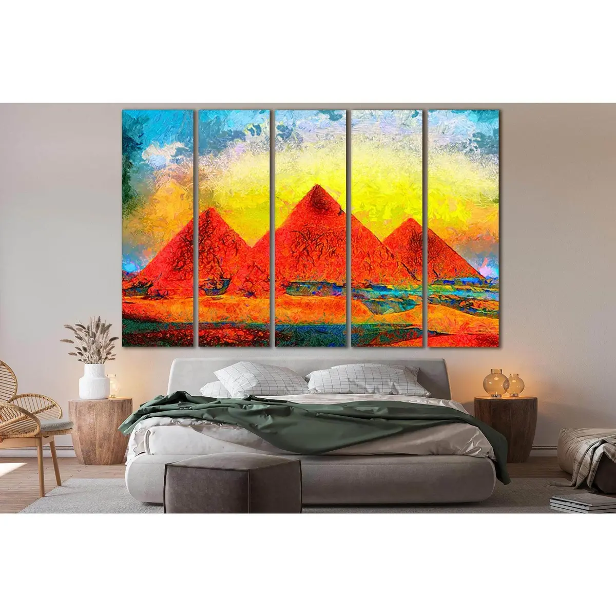 Vibrant Giza Pyramids Oil Painting #SL589 – Premium Ready-to-Hang Canvas Art - Image 3