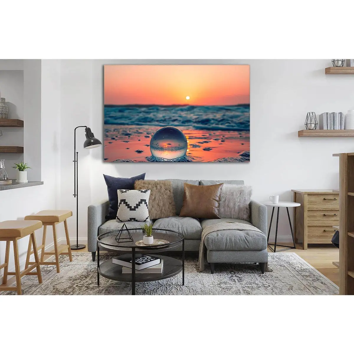 Glass Ball On Calm Ocean №Sl265 Ready To Hang Canvas Print 1