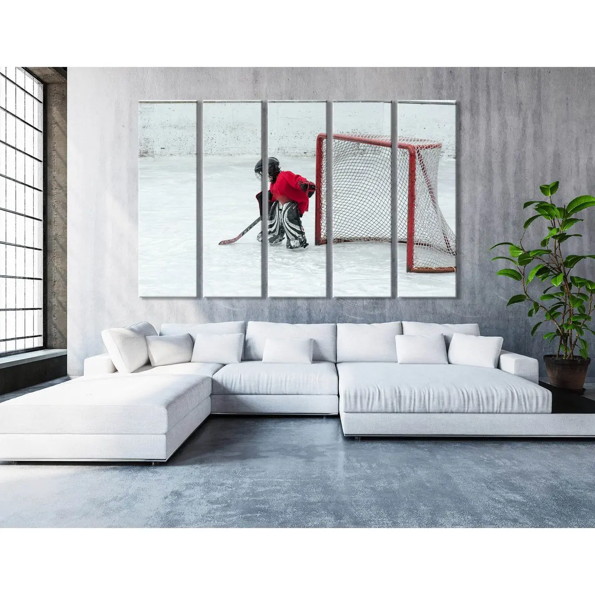 Kids Hockey Goalie on Ice Canvas Wall Art Print – Ready to Hang, #04448