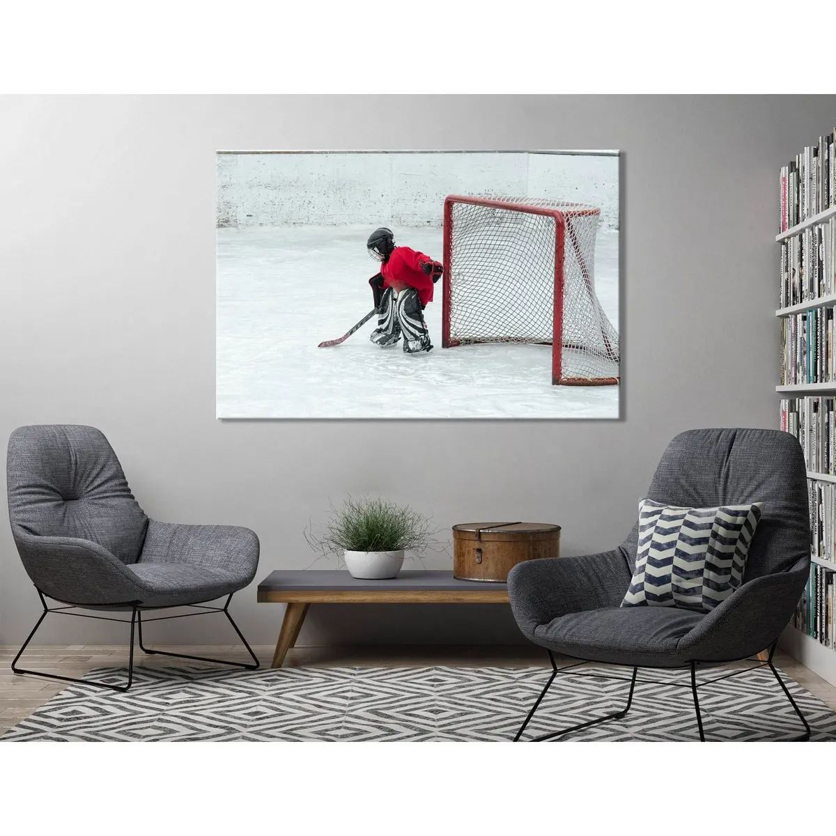 Goalkeeper On The Ice, Kids Hockey №04448 Ready To Hang Canvas Print 3
